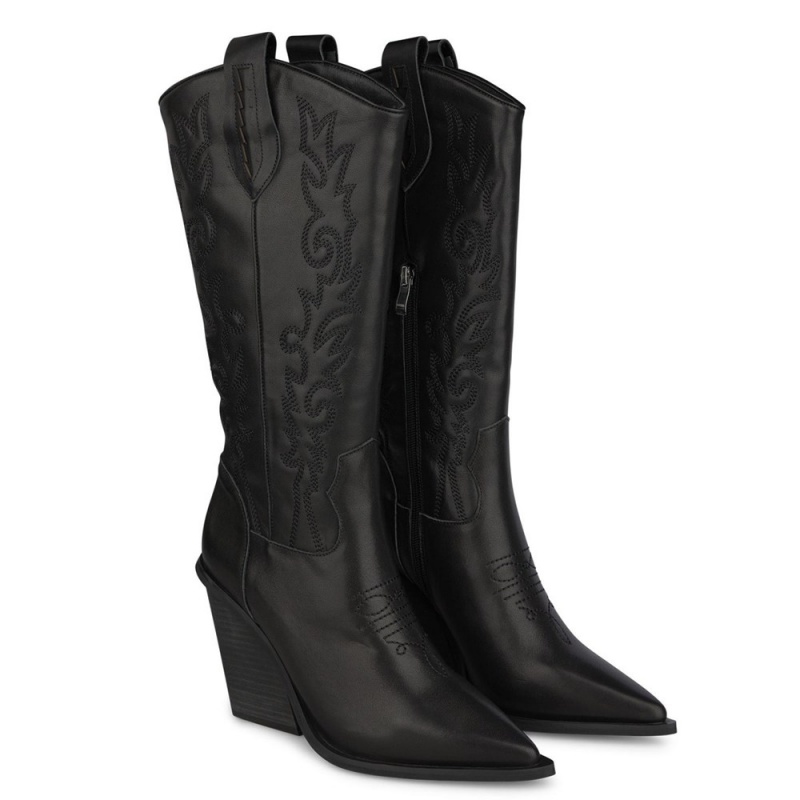 Bottes à Talons Alma En Pena Cowboy Boots With Embroidered Heel Bleu Femme | ATC-83424351